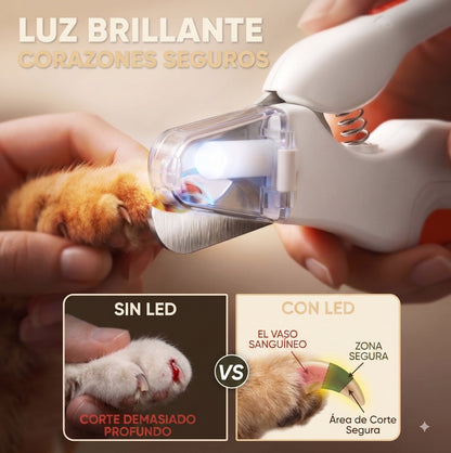 Luz LED del cortauñas Argos marcando la zona de corte segura de la uña