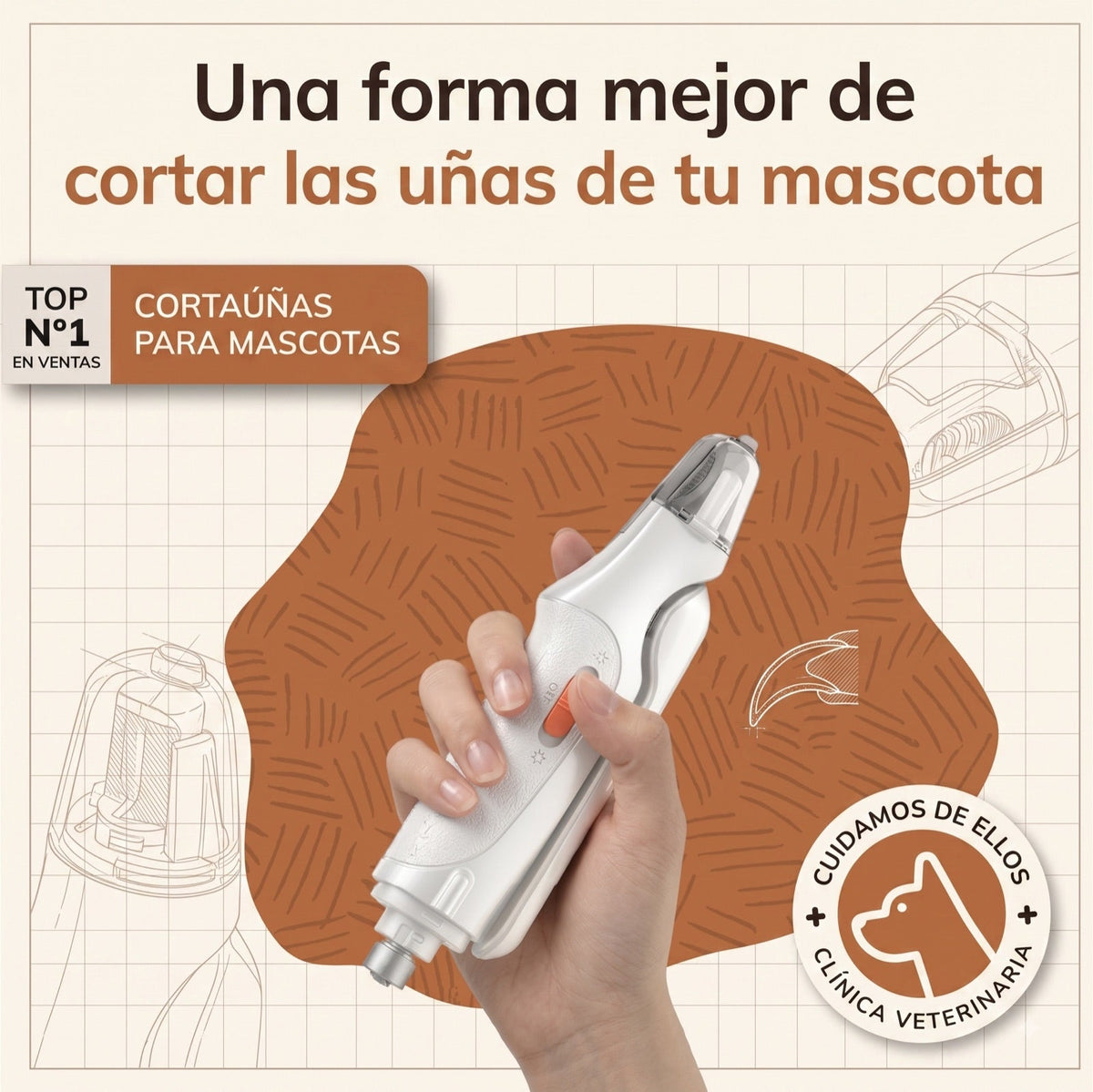 Cortauñas eléctrico Argos sostenido en la mano