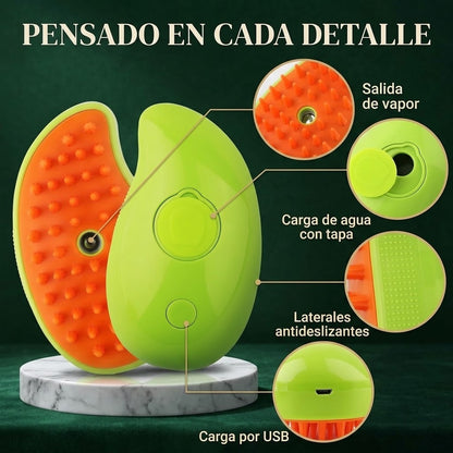 Detalles: salida de bruma, carga de agua, laterales antideslizantes y carga USB